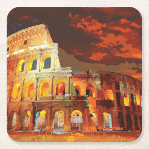 Colosseum Italy Rome Travel Art Vintage Square Paper Coaster
