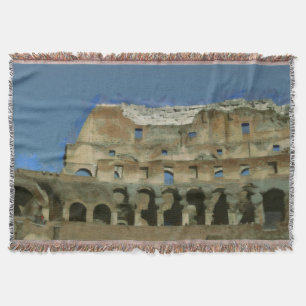 Colosseum painting, Rome Throw Blanket