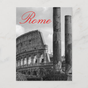 Colosseum Rome Italian Travel Photo Black & White Postcard