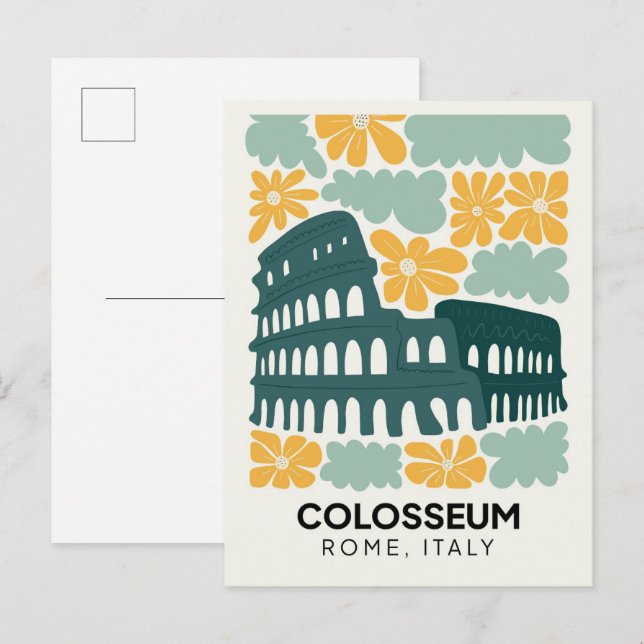 Colosseum Rome Italy abstract travel floral art Postcard (Front/Back)