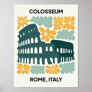 Colosseum Rome Italy abstract travel floral art Poster