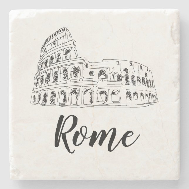 Colosseum Rome Italy Art Illustration Stone Coaster (Front)