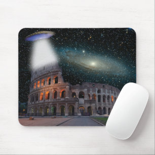 Colosseum Rome Italy Meets Space and UFO Mouse Mat
