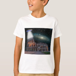 Colosseum Rome Italy Meets Space and UFO T-Shirt