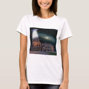 Colosseum Rome Italy Meets Space and UFO T-Shirt