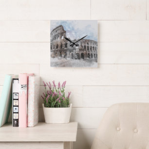 Colosseum Rome Italy Square Wall Clock