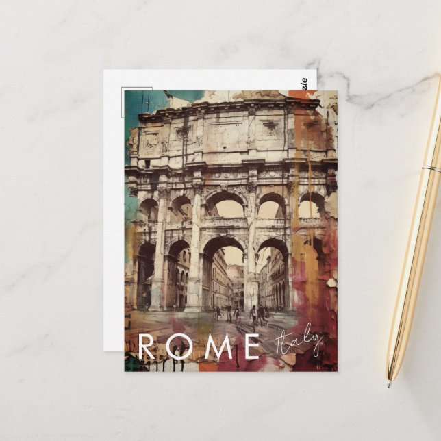 Colosseum Rome  Italy Travel Art Vintage Postcard (Front/Back In Situ)