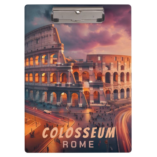 Colosseum Rome Italy Vintage Travel Clipboard (Front)