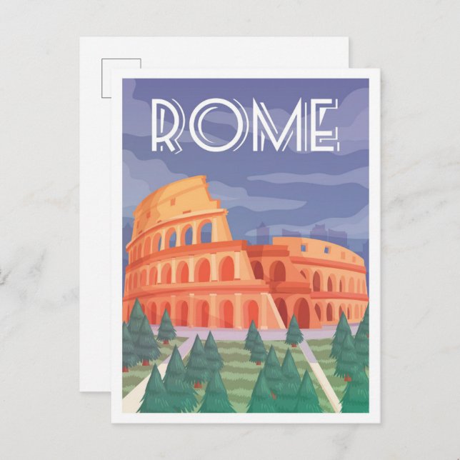 Colosseum Rome Italy Vintage Travel Illustration Postcard (Front/Back)