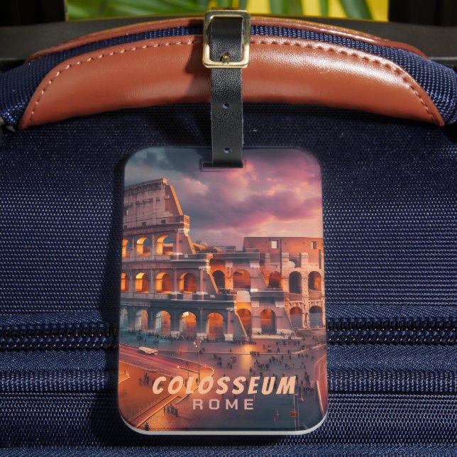 Colosseum Rome Italy Vintage Travel Luggage Tag (Front Insitu 2)