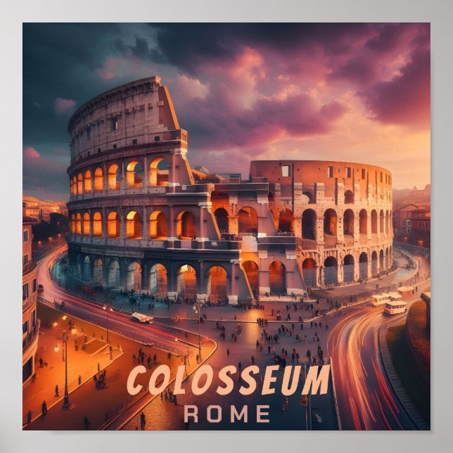 Colosseum Rome Italy Vintage Travel Poster (Front)