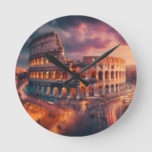 Colosseum Rome Italy Vintage Travel Round Clock