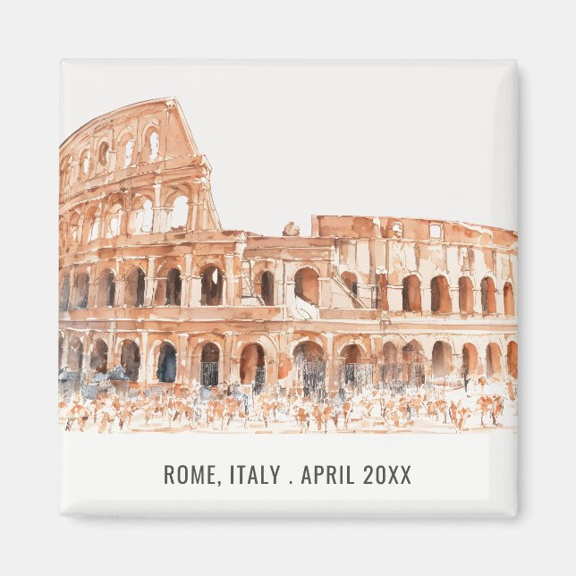 Colosseum Rome Italy Watercolor Italian Travel Magnet (Front)