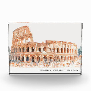Colosseum Rome Italy Watercolor Italian Travel Photo Block
