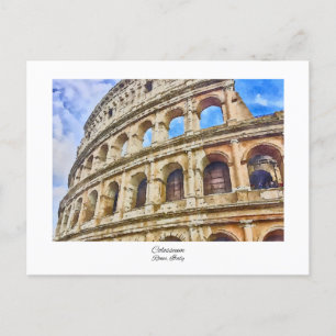 Colosseum Rome, Italy Watercolor Painting Postcard