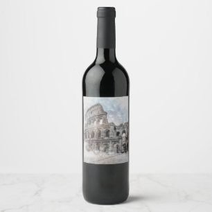 Colosseum Rome Italy Wine Label