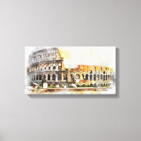 Colosseum Rome Ruin Arena Canvas Art Draw Painting