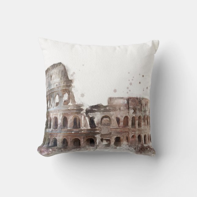 Colosseum Rome Vintage Art Pillow (Front)