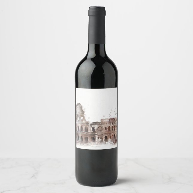 Colosseum Rome Vintage Art  Wine Label (Front)