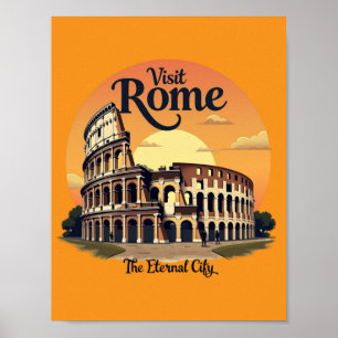 Colosseum Rome Vintage Design Poster