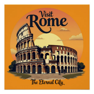 Colosseum Rome Vintage Design Poster