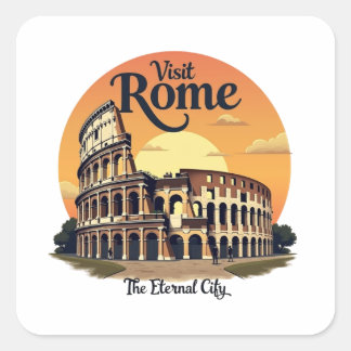 Colosseum Rome Vintage Travel Design Square Sticker