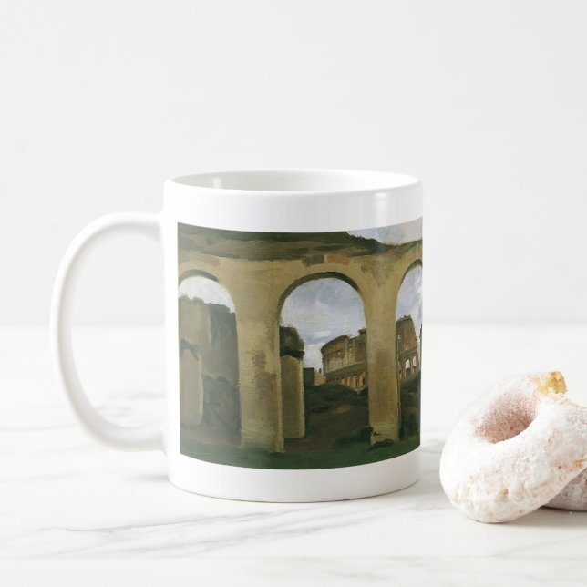 Colosseum Seen through the Arcades in Rome, Italy Coffee Mug (With Donut)