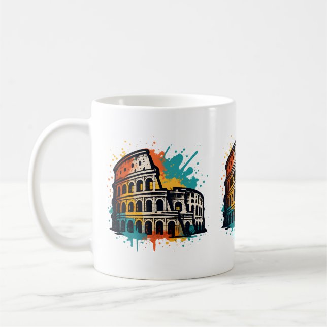 Colosseum Street Art – Colourful Rome Landmark Coffee Mug (Left)