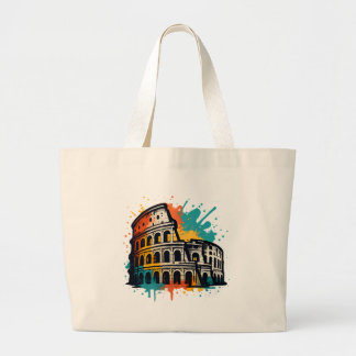 Colosseum Street Art – Colourful Rome Landmark Large Tote Bag