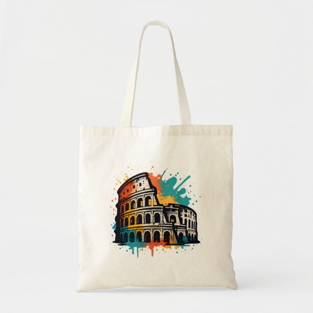 Colosseum Street Art – Colourful Rome Landmark Tote Bag (Front)