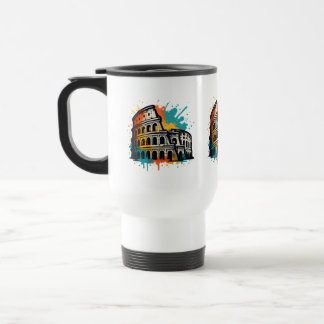 Colosseum Street Art – Colourful Rome Landmark Travel Mug
