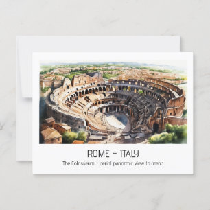 Colosseum watercolor aerial view Rome momento Postcard