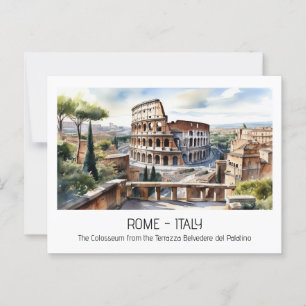 Colosseum watercolor Rome attraction tourist curio Postcard