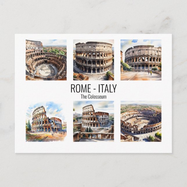Colosseum watercolor Rome tourist attractions Postcard (Front)