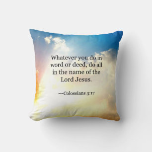 Colossian 3:17, Christian Bible Scripture, Cushion