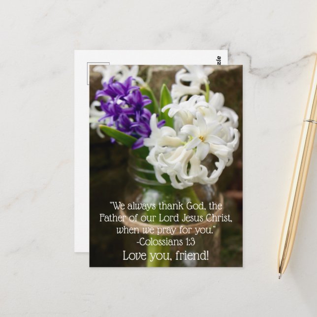 Colossians 1:3 Hyacinth Postcard (Front/Back In Situ)