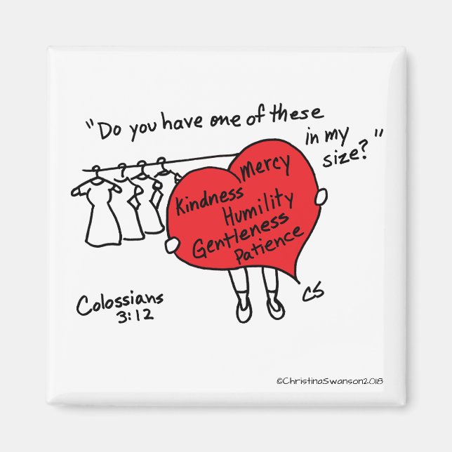Colossians 3:12 Red Heart Magnet (Front)