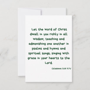 Colossians 3:16 KJV Bible Verse Flat Greeting Card