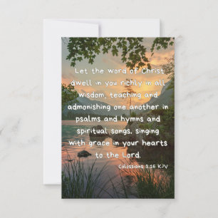 Colossians 3:16 KJV Bible Verse Pic Flat Greeting Card