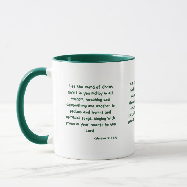 Colossians 3:16 KJV Bible Verse Two-Tone Mug (Left)