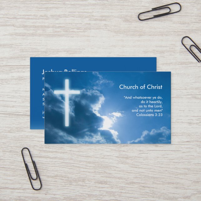 Colossians 3;23 | Blue Business Card (Front/Back In Situ)