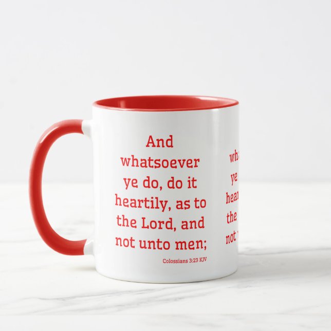 Colossians 3:23 KJV Bible Verse Two-Tone Mug (Left)