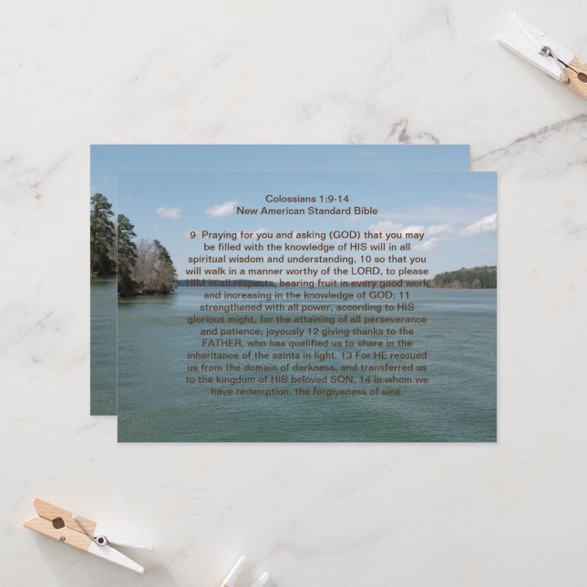 Colossians Complete Coverage Prayer Note Card (Front/Back In Situ)