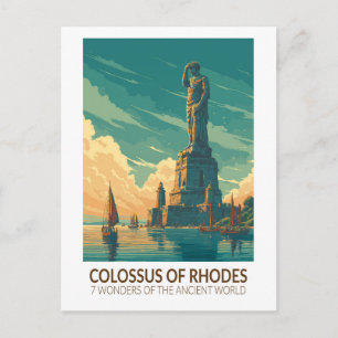 Colossus of Rhodes Seven Wonders of the World Art Postcard