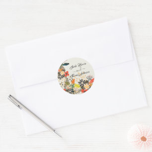 COLOUFUL BOHO FLORAL CLASSIC ROUND STICKER