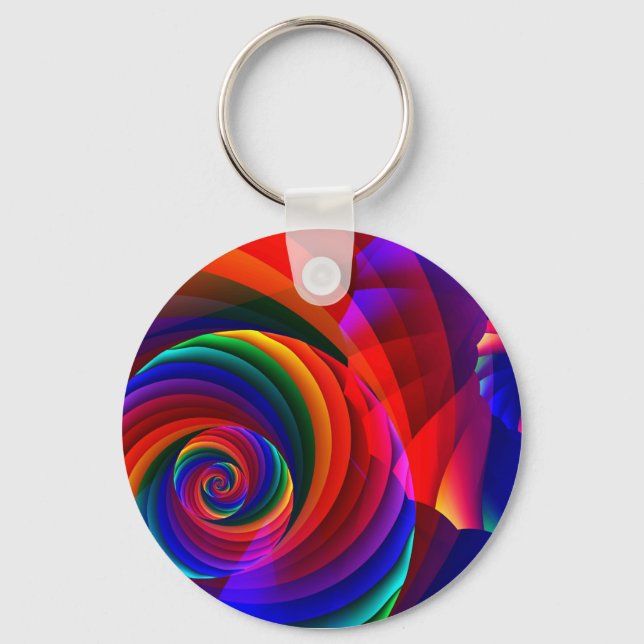 Colour 7 Cool Modern Abstract Fractal Art Key Ring (Front)