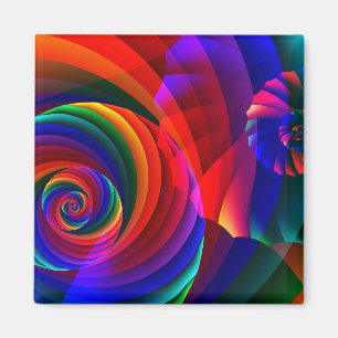 Colour 7 Cool Modern Abstract Fractal Art Magnet