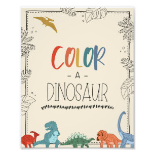 Colour a Dino Dinosaur Birthday Sign