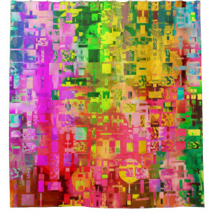 Colour abstract artefact pixel shower curtain
