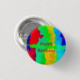Colour Abstract Happy Birthday Colourful Custom Te 3 Cm Round Badge